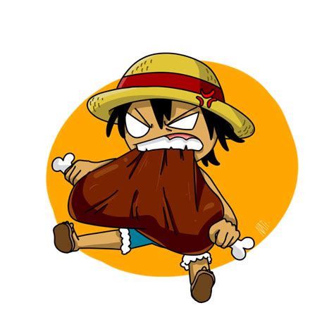 Luffy chibi, eating meat by natt333 on DeviantArt