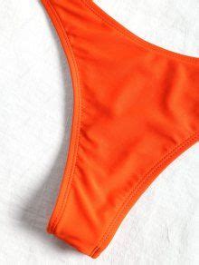 Padded Thong Bikini In Fluorescent Orange Zaful