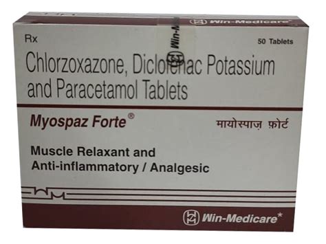 Myospaz Forte Chlorzoxazone Diclofenac Potassium Paracetamol Tablet At