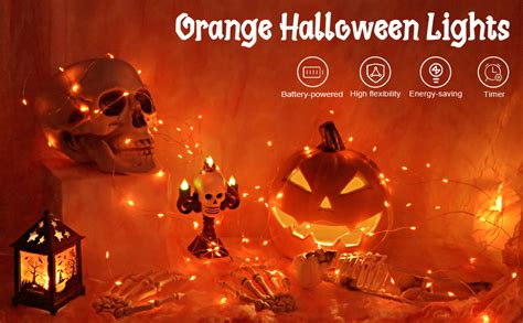 Aifulo Orange Fairy Lights 3M 30LED Orange Halloween Lights Battery