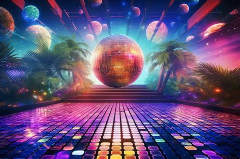 Premium Ai Image Abstract Retro Dance Party Background Disco Ball