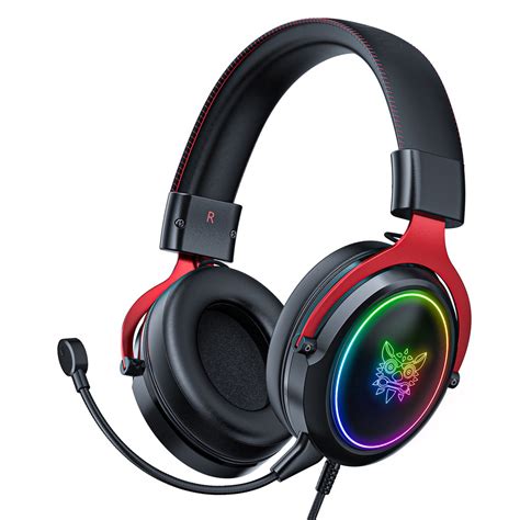 Headset Gamer Profissional Onikuma X10 RGB Preto Vermelho Kase