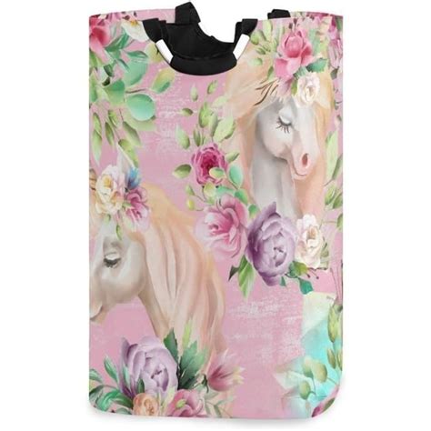 Na Panier Linge Grandes Fleurs De Cheval Licorne Peinture Panier