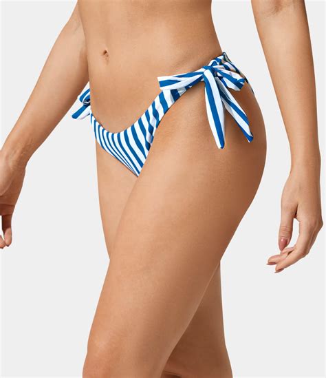 Women S Lace Up Striped Bikini Bottom Halara