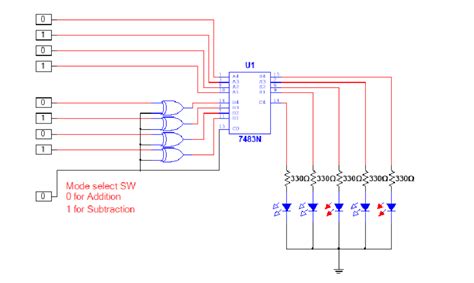 Circuit Diagram For 4 Bit Binary Adder Using Ic 7483 - Wiring Draw