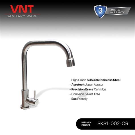 Promo VNT Kran Cuci Piring Stainless Tanam Sink Keran Dapur Leher Angsa