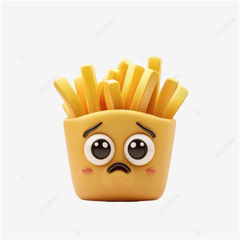 Shy French Fries Character Emoji French Fries Box Png Transparent