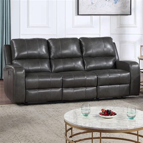 Dark Gray Leather Reclining Sofa | Cabinets Matttroy