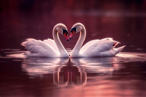 Premium Ai Image Two Swans Making A Heart Shape With Their Necks