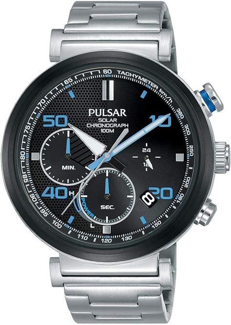 Pulsar Rally Herren Uhr Solar Chronograph Edelstahl Mit Metallband