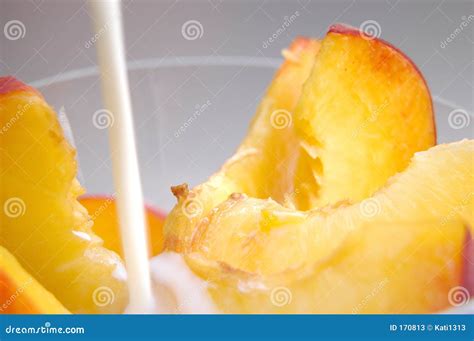 Peach Slices With Milk Stock Image Image Of Shake Food 170813