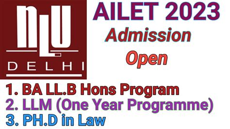 LLM BA LL B Law Ph D AILET Admission Open 2023 National Law