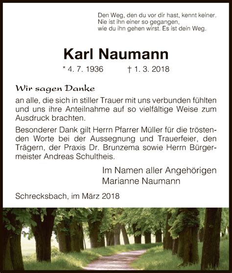 Traueranzeigen Von Karl Naumann Trauer HNA De