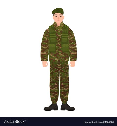 Military man or serviceman dressed in army Vector Image