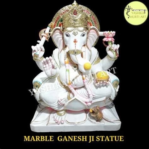 Unique Design White Marble Ganesha Statue For Worship With 12 48 Inch