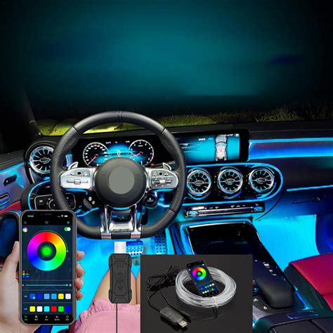 Kwoxet LED Voiture Interieur 7 Couleurs De Passage De Musique Pour Le