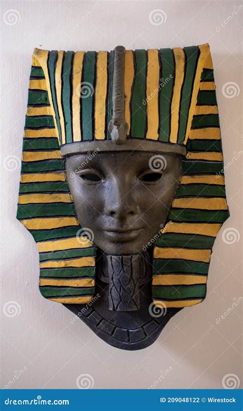 Closeup Of A Bronze Mask Of The Famous And Historical King Tutankhamun