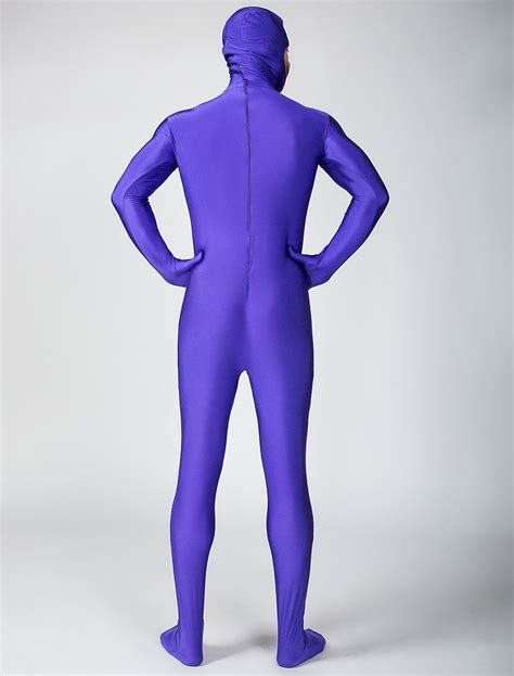 Morph Suit Purple Lycra Spandex Fabric Catsuit With Face Opened Men S