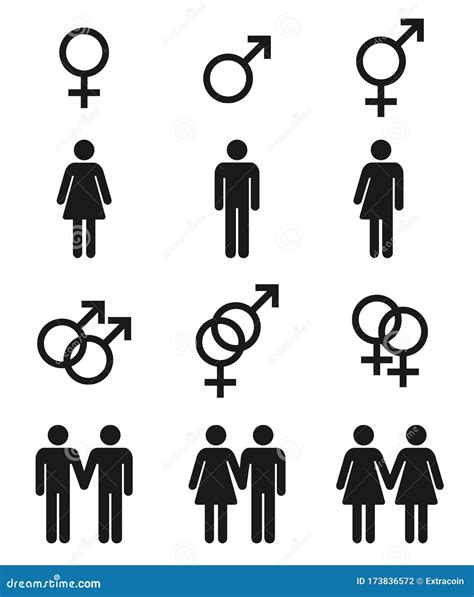 Set Of Gender Symbols Male Female And Transgender Sexual Preference Icons Stock Vector