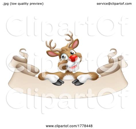 Christmas Reindeer Over A Scroll Sign By Atstockillustration 1778448