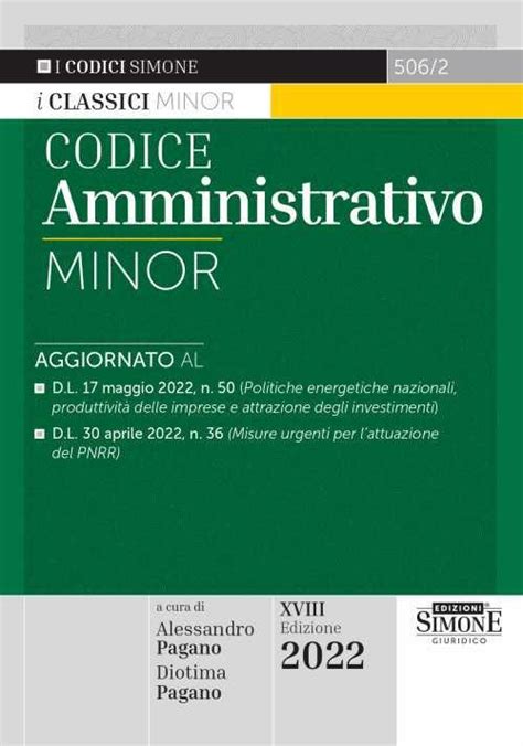 Codice Amministrativo Minor Libro Edizioni Giuridiche Simone 2022 I