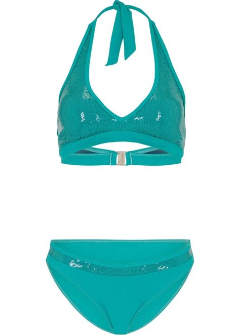 Exklusiver Neckholder Bikini Set Gr 40 Smaragd Damen Bademode Badeanzug Neu EBay De