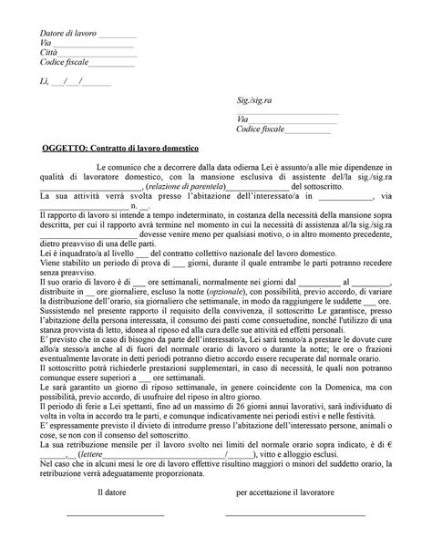 Modello Fac Simile Contratto Di Lavoro Word