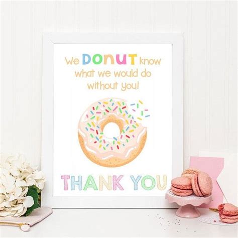 Donut Thank You Sign Printable 8x10 Sign Donut Appreciation Sign