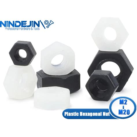 NINDEJIN 2 100pcs Nylon Plastic Hex Nuts M3 M4 M5 M6 M8 M10 M12 M14 M16