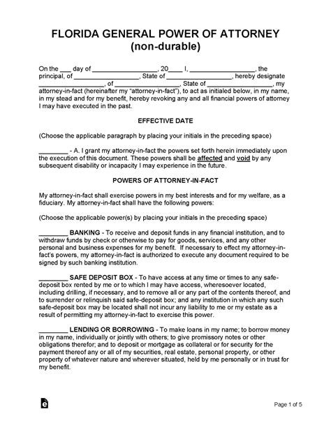 Free Florida Power Of Attorney Forms Pdf Templates