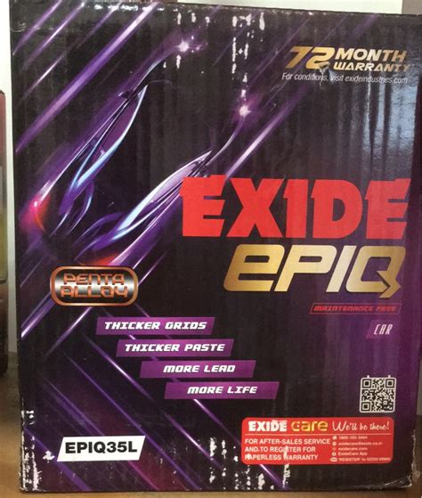 Capacity 35ah Warranty 72 Months 6 Months Exide Car Batteries