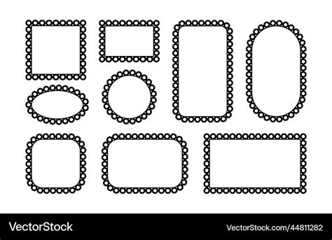 Circle And Square Scalloped Frames Scalloped Edge Vector Image