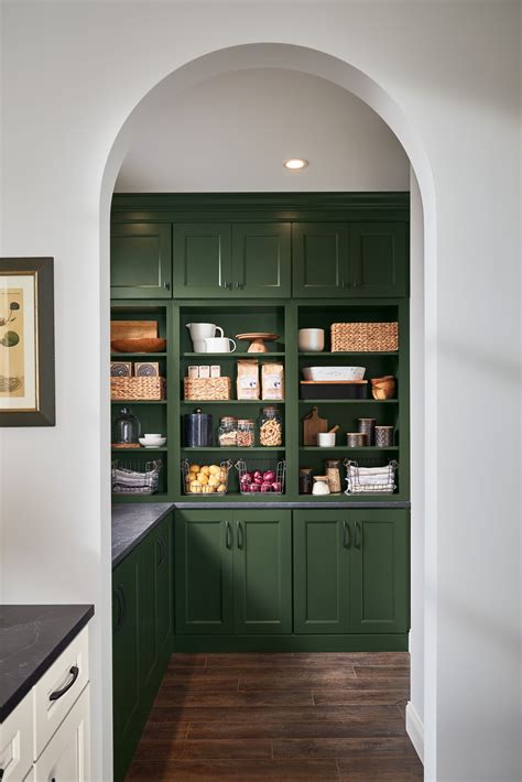 Organized Open Pantry in a Pop of Green - Foxhall Green Kitchen Style