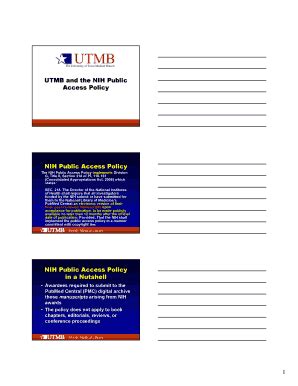 Fillable Online Research Utmb UTMB And The NIH Public Access Policy NIH