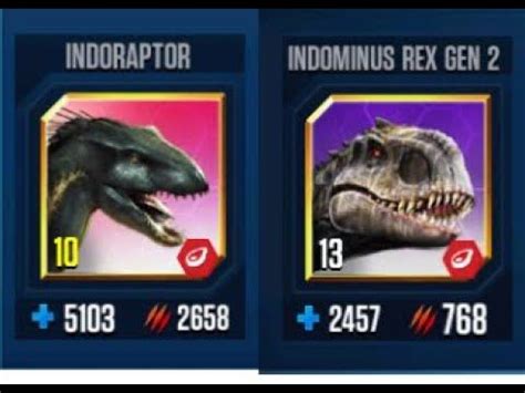 INDORAPTOR VS INDOMINUS REX GEN 2 II Jurassic World The Game II Dinosaurs Game | Dinosaur games ...