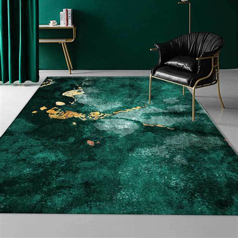 Modern Luxury Dark Green Abstract Carpet Living Room Simple Marble