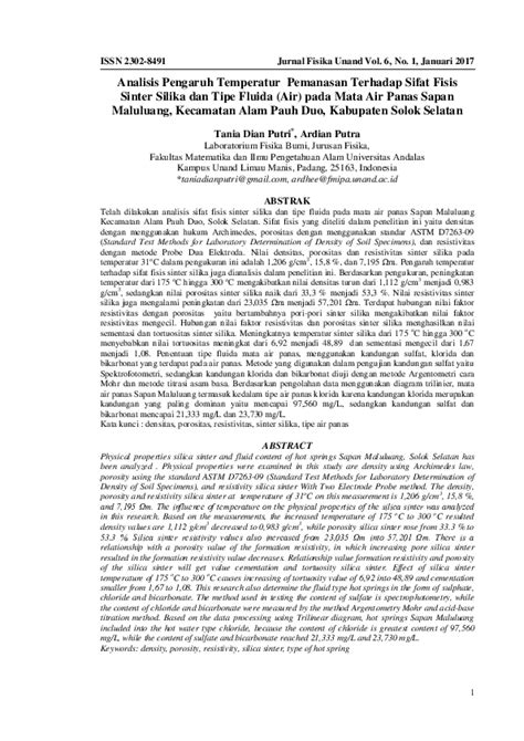 Pdf Analisis Pengaruh Temperatur Pemanasan Terhadap Sifat Fisis