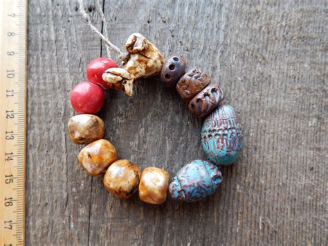 Ceramic Beads Handmade Beads Set Of Beads Necklace With Bird Etsy