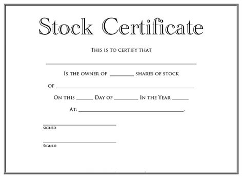 Stock Certificate Templates