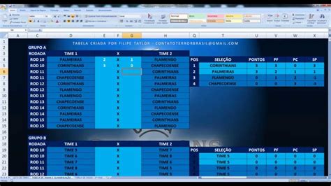 Tabelas De Campeonatos Excel Liga Dos Campeões E Libertadores