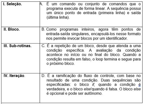 Leia E Associe As Duas Colunas Sobre As Estruturas Elementares De