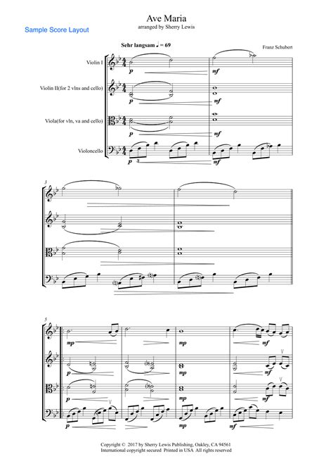 Ave Maria Schubert String Trio Intermediate Level For 2 Violins