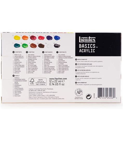 Set Tintas Acrilicas Liquitex Basics 12 Tubos