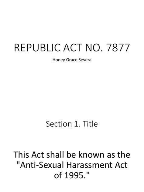 Republic Act No 7877 The Anti Sexual Harassment Act Of 1995 Defines