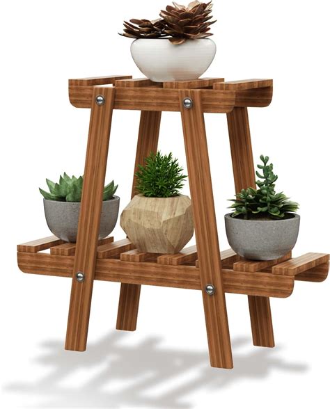 Amazon Crsusukj Plant Stand Indoor Tabletop Bamboo Succulent