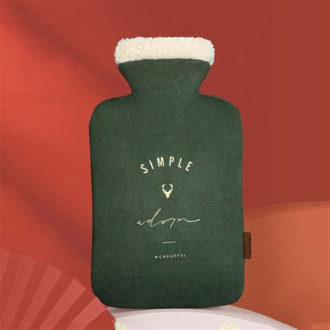 ZS ml Plush Water Filled Hot Water Bags ขวดนำรอนปองกนการระเบด Ink Green