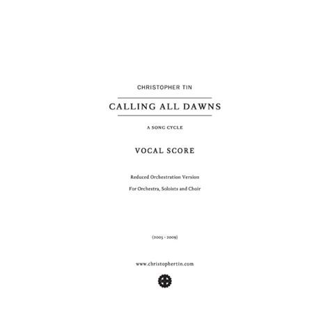 Amazon Calling All Dawns Satb Choral Octavo Christopher Tin Choral