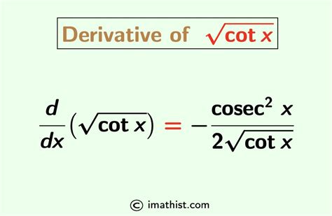 Derivative Of Root Cotx Proof By First Principle Chain Rule Imath