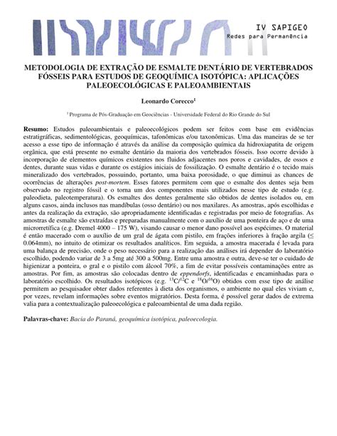 Pdf Metodologia De Extra O De Esmalte Dent Rio De Vertebrados