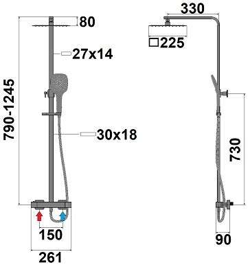 Colonne de douche thermostatique carrée Lyke Noir mat PAINI Réf